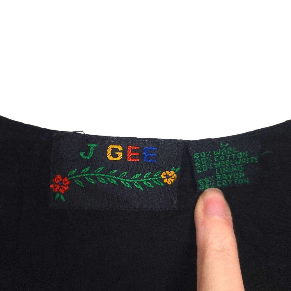 Vintage Wool Blend Vest Large Floral Embroidered Fleece J Gee Floral Tribal Fall - Picture 4 of 5